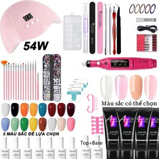  Nail Magic Combo Nail 54W 120W 280W Đèn UV LED+Máy mài nail tích điện+Bộ keo nối dài+5   10   15   20 Màu keo sơn móng 