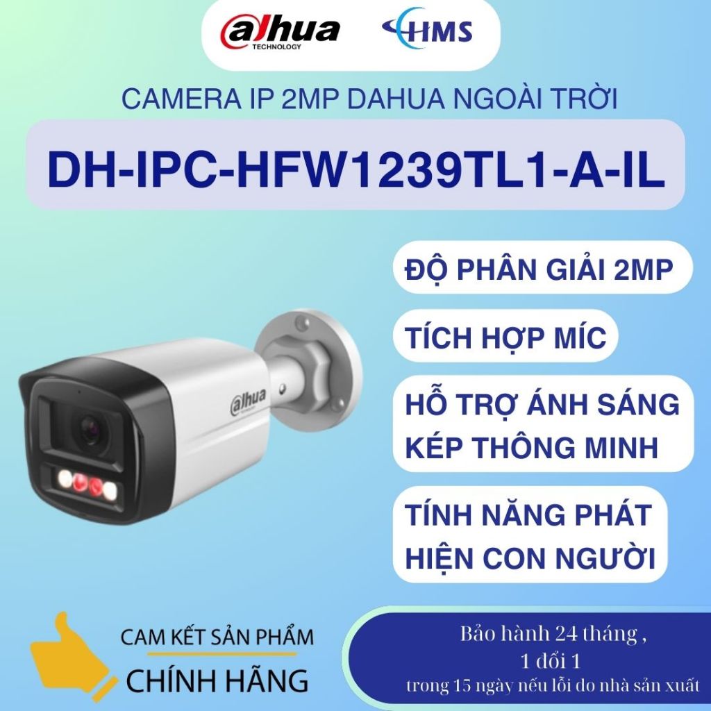 Camera IP Dahua màu mic ngoài trời DH-IPC-HFW1239TL1-A-IL
