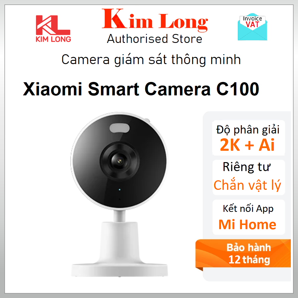 Camera quan sát Xiaomi C100 2K (2304x1296p) Ai Bản quốc tế - Chính hãng Digiworld