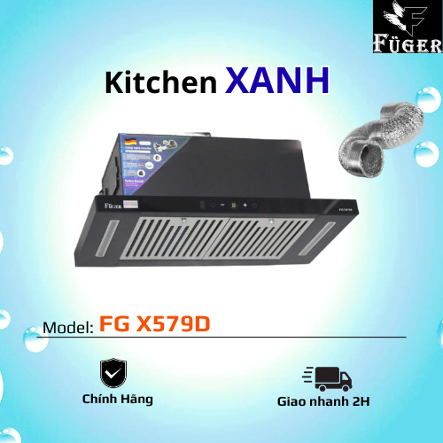 FG X579D/ Hút mùi Turbo FUGER- Lực hút 1800m3/h- Siêu rẻ siêu tiết kiệm- Cảm ứng vẫy tay thông minh