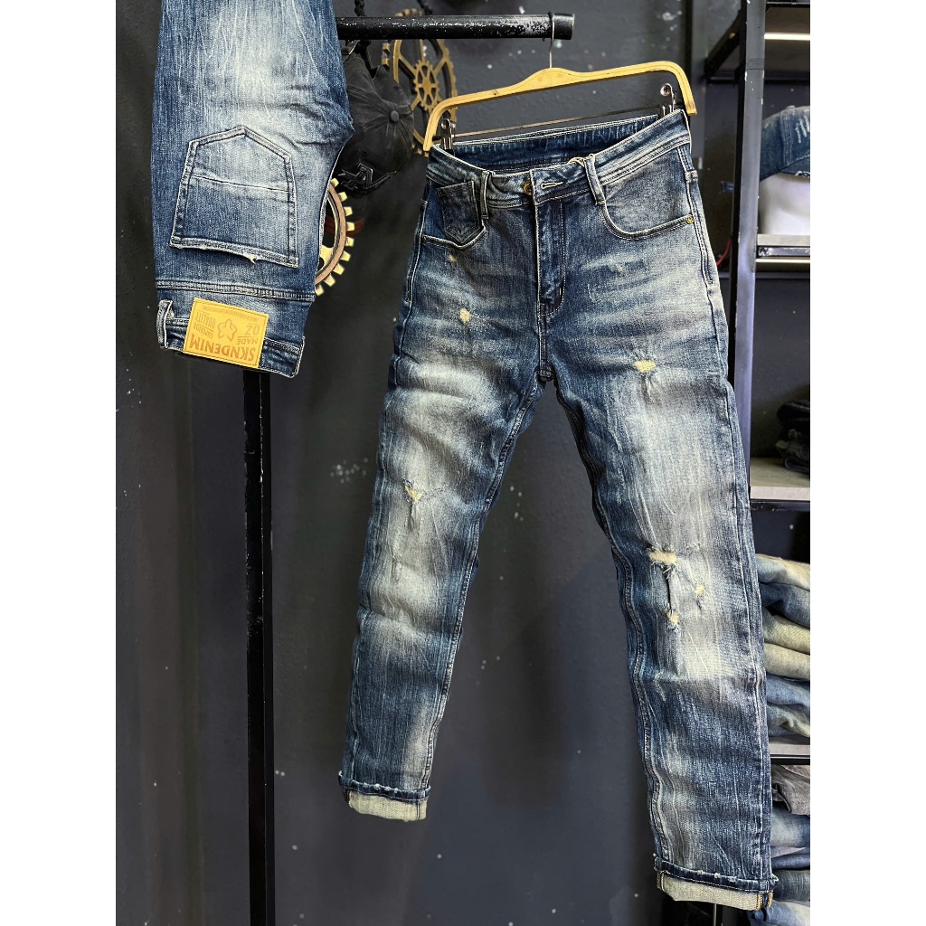 [K3 STORE VN]Quần Jean Nam Dài Màu Xanh Bạc Rách Mạng Mẫu Mới Chi Tiết Như Hình SKN1939-J4041