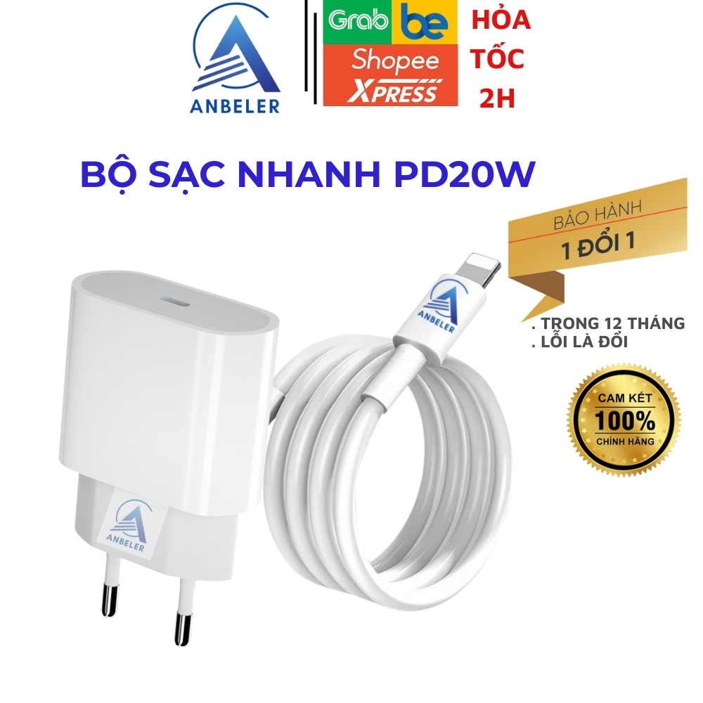 Combo Củ Cáp Sạc Nhanh 20W Chính Hãng Zin Bóc Máy, Sạc Nhanh Cho IP 8/X/11/12/13/14 Prm, Bảo Hành 12 Tháng Lỗi 1 Đổi 1