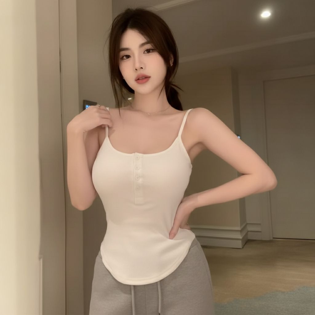 Áo 2 dây kiểu vạt bầu DaaLaa Store phối cúc cài cổ quyến rũ A5912 | BigBuy360 - bigbuy360.vn
