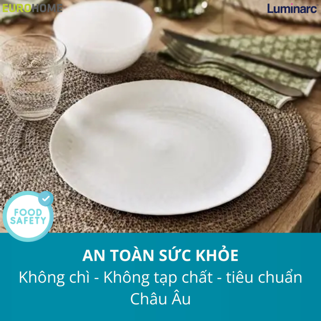 Đĩa Thủy Tinh Nông Lòng Luminarc Pampille Màu Trắng 25cm, An Toàn Trong Máy Rửa Bát - Q4655