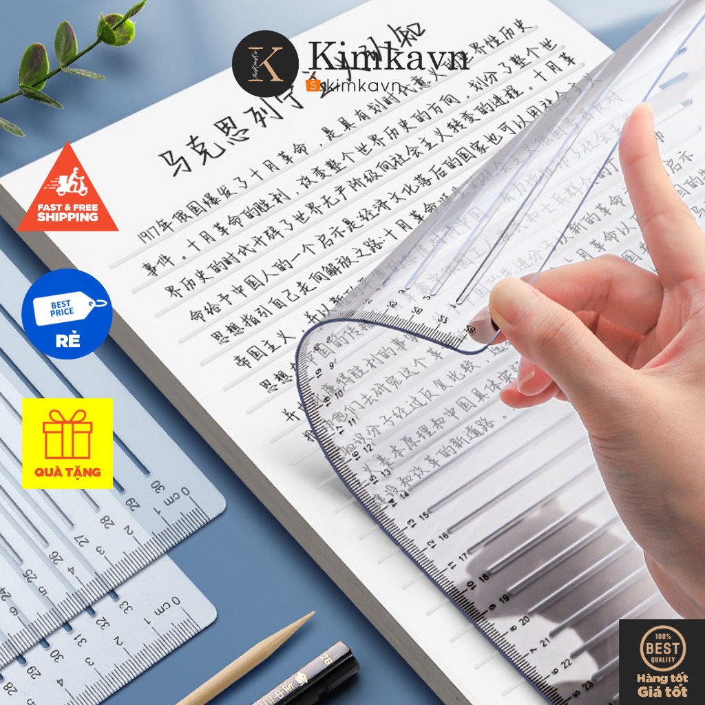 (1120) Thước Kẻ Dòng Trang Vở, Lưới Nhựa Kẻ Dòng 8 - 10 mm Giấy A4 Nhựa Trong
