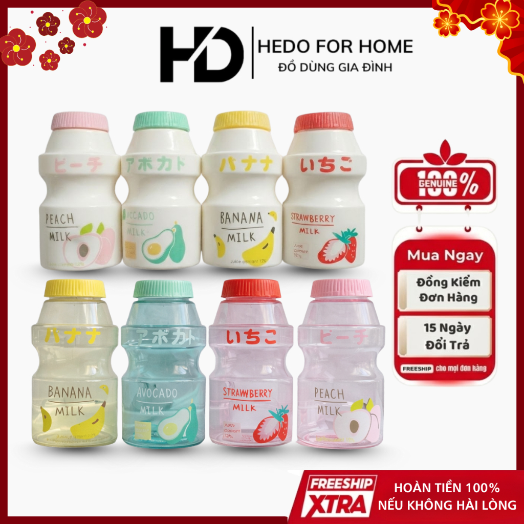 BÌNH NƯỚC CHAI SỮA 480ML Hàn Quốc Dễ Thương, Bình nhựa lon sữa hoa quả đáng yêu phong cách ulzzang