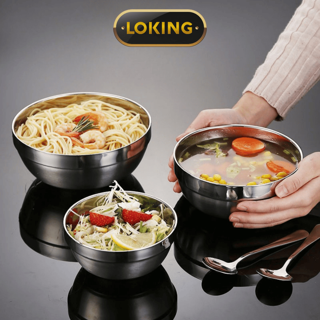 Bát inox 304 cao cấp hai lớp cách nhiệt an toàn, Tô inox hai lớp kiểu Hàn Quốc