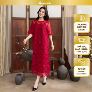  SWANLAKE | Đầm Dự Tiệc Phom Suông Dáng Dài Hai Lớp Chất Liệu Voan Cao Cấp In Hoa Lớn - D12064 