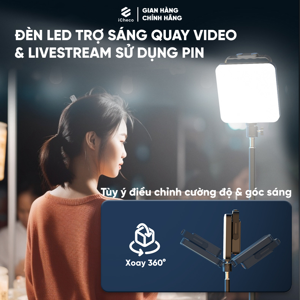 Đèn LED trợ sáng đa năng ICHECO – chiếu sáng mọi lúc, mọi nơi, sạc pin tiện lợi