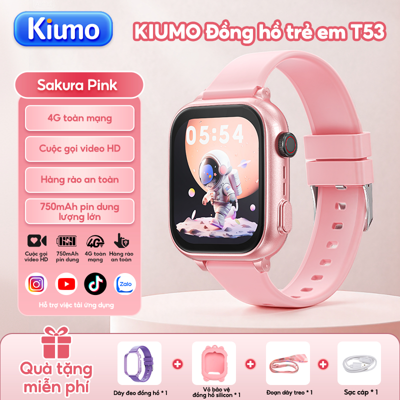 Kiumo đồng hồ thông minh trẻ em 4G GPS,gọi video HD,750mAh,chống nước,SIM,SOS,RAM 2+16GB,kèm dây đeo