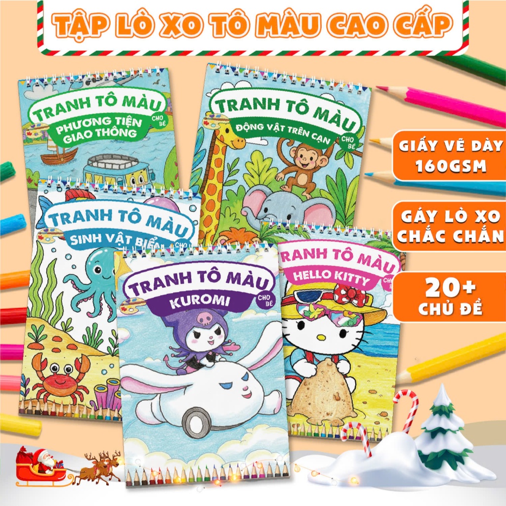 [20 CHỦ ĐỀ] Sổ Tô Màu 50 Tranh 20 chủ đề Học Tiếng Anh, Đồ Chơi Tô Màu Cho Bé Giúp Bé Sáng Tạo