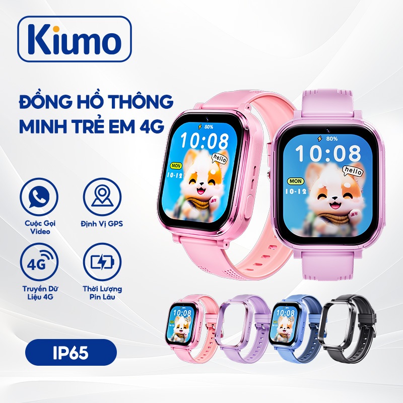 Kiumo T59: Đồng Hồ Thông Minh 4G Cho Trẻ Em - Định Vị LBS+GPS, SOS, Gọi Video Rõ Ràng