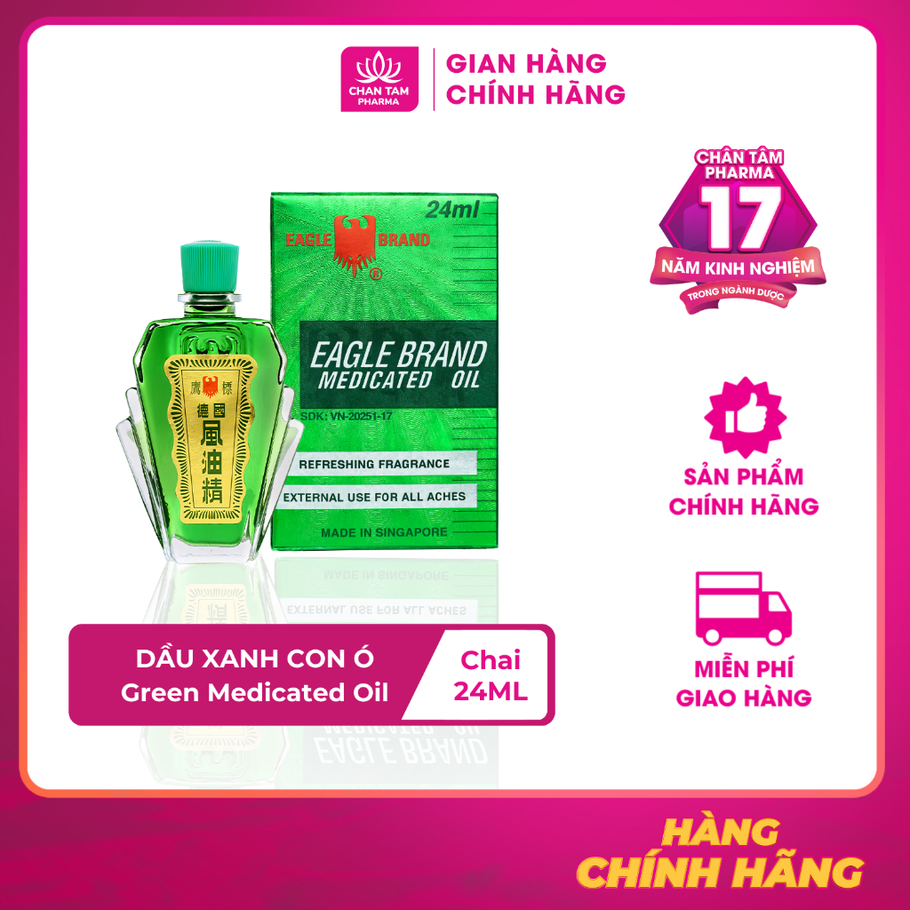 [Chính Hãng Singapore] Dầu Gió Xanh Con Ó Eagle Brand 24ml