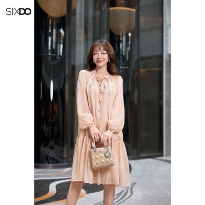 Đầm voan suông dài tay hồng cá hồi SIXDO (Salmon Voile Loose Dress)