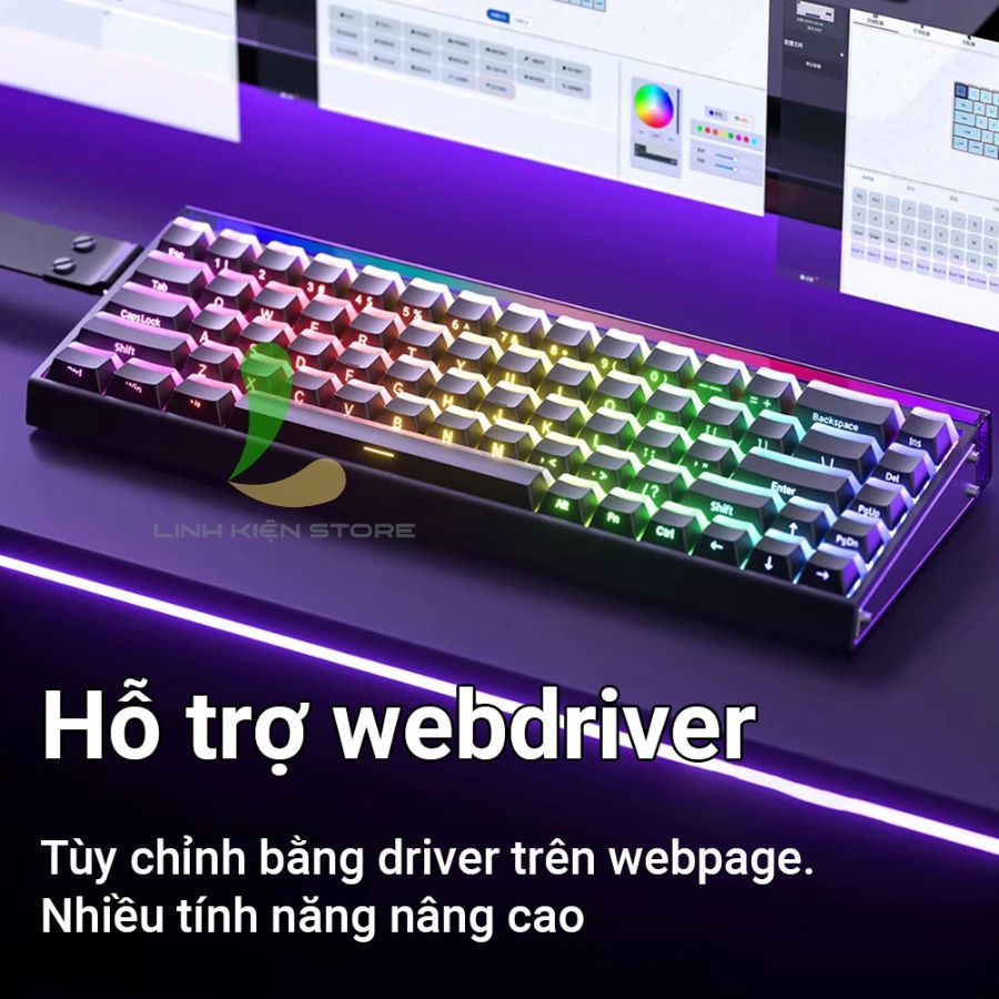 Bàn Phím Cơ HOSAN AULA HERO 68 HE Kết Nối Có Dây RT 0.01mm Cùng Hộp Đèn Neon RGB Độc Đáo | BigBuy360 - bigbuy360.vn