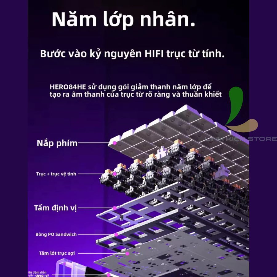 Bàn Phím Cơ HOSAN AULA HERO 68 HE Kết Nối Có Dây RT 0.01mm Cùng Hộp Đèn Neon RGB Độc Đáo | BigBuy360 - bigbuy360.vn
