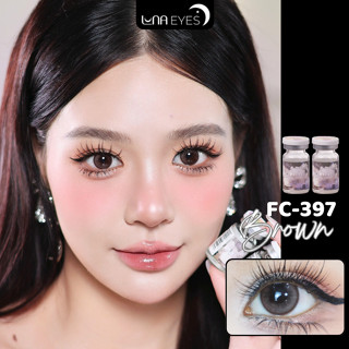   6m  Lens mắt FC-397 Brown màu nâu hồng tự nhiên có viền size vừa - thương hiệu LUNA EYES 