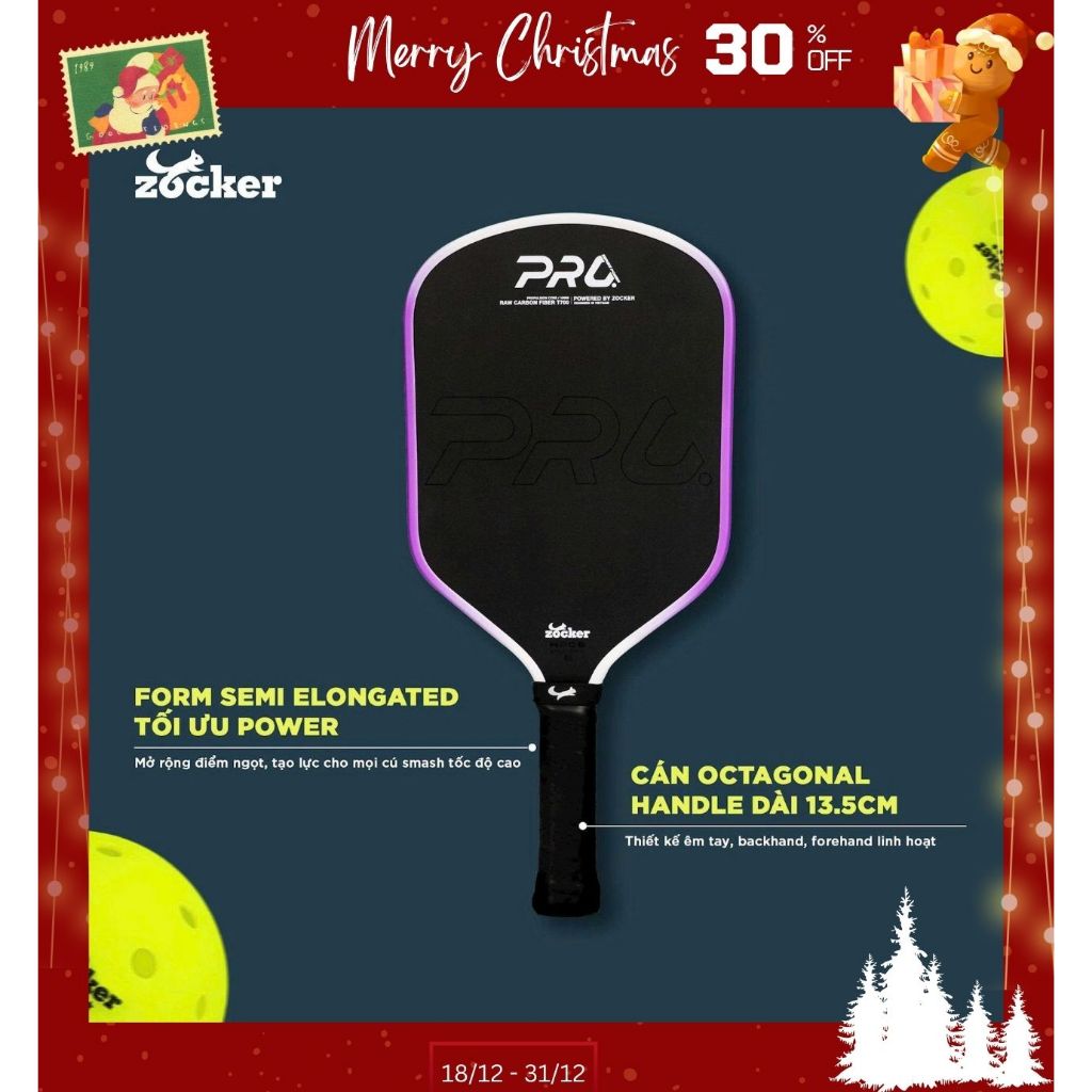 Vợt Pickleball Zocker HP06 Pro Series Power – Êm tay, Pop mạnh, Trợ lực cực đỉnh
