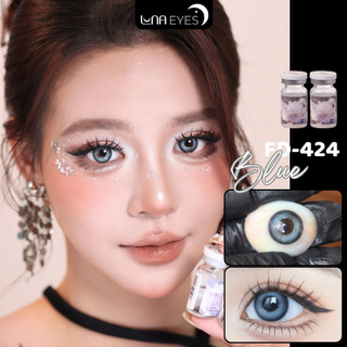   6m  Lens mắt FD-424 BLUE màu xanh loang viền đen nổi bật size lớn - thương hiệu LUNA EYES 