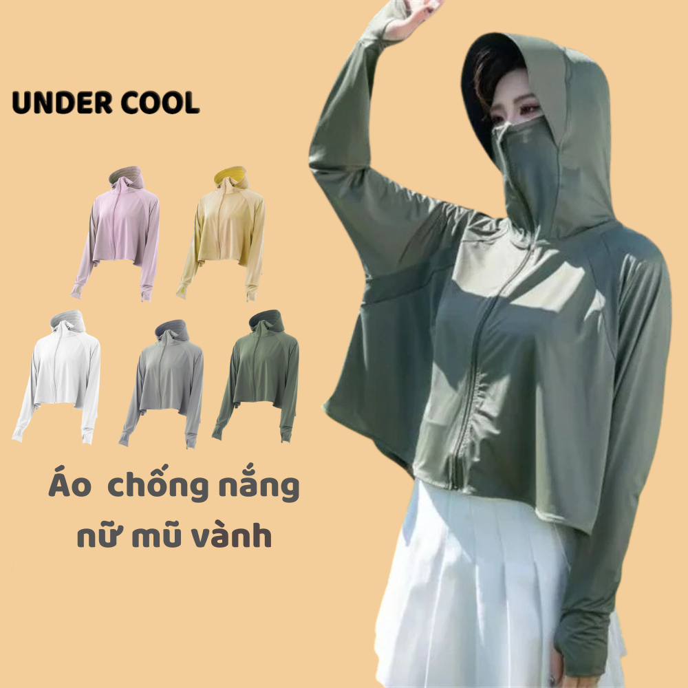Áo Chống Nắng Nữ Dáng Lửng Xòe Mũ Vành UNDERCOOL Thun Lạnh Thoáng Mát Chống Tia UV live ,  ACN02
