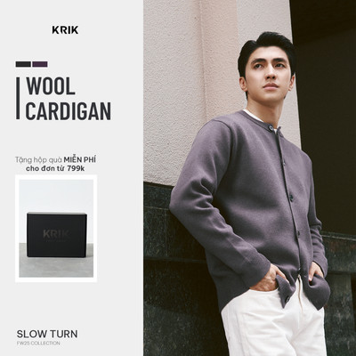 Áo Cardigan Len Nam KRIK Form Regular Chất Liệu Pha Sợi Dệt Thiết Kế Dày Dặn Co Giãn Tốt AK5144