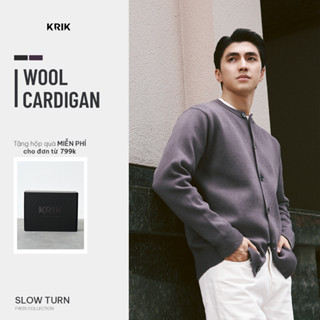  Áo Cardigan Len Nam KRIK Form Regular Chất Liệu Pha Sợi Dệt Thiết Kế Dày Dặn Co Giãn Tốt AK5144 