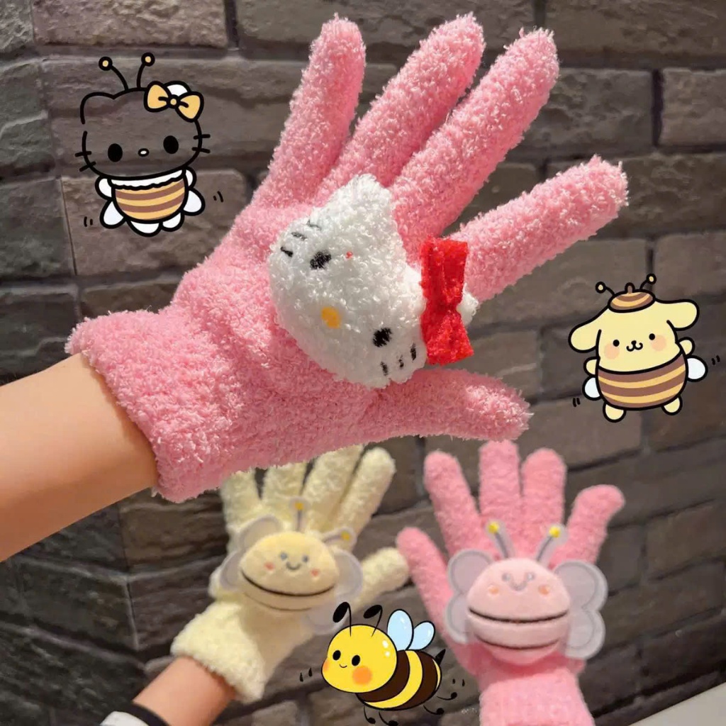 Găng tay hello kitty cho người lớn, bao tay ngôi sao nhiều màu len mềm mịn
