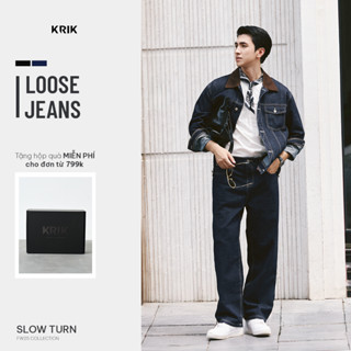  Quần Jean Nam Krik Form Loose Chất Liệu Cotton Denim Thiết Kế Basic Cổ Điển QJ6201 