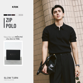 Áo Polo Len Nam KRIK Form Fitted Chất Liệu Pha Sợi Thiết Kế Cổ Khóa Kéo Hiện Đại Thanh Lịch PL2238 