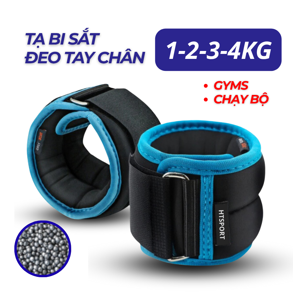 Tạ đeo cổ tay cổ chân size từ 1kg/2kg/3kg/4kg 1 đôi tập gym chạy bộ chất liệu hạt bi sắt tăng cơ giả