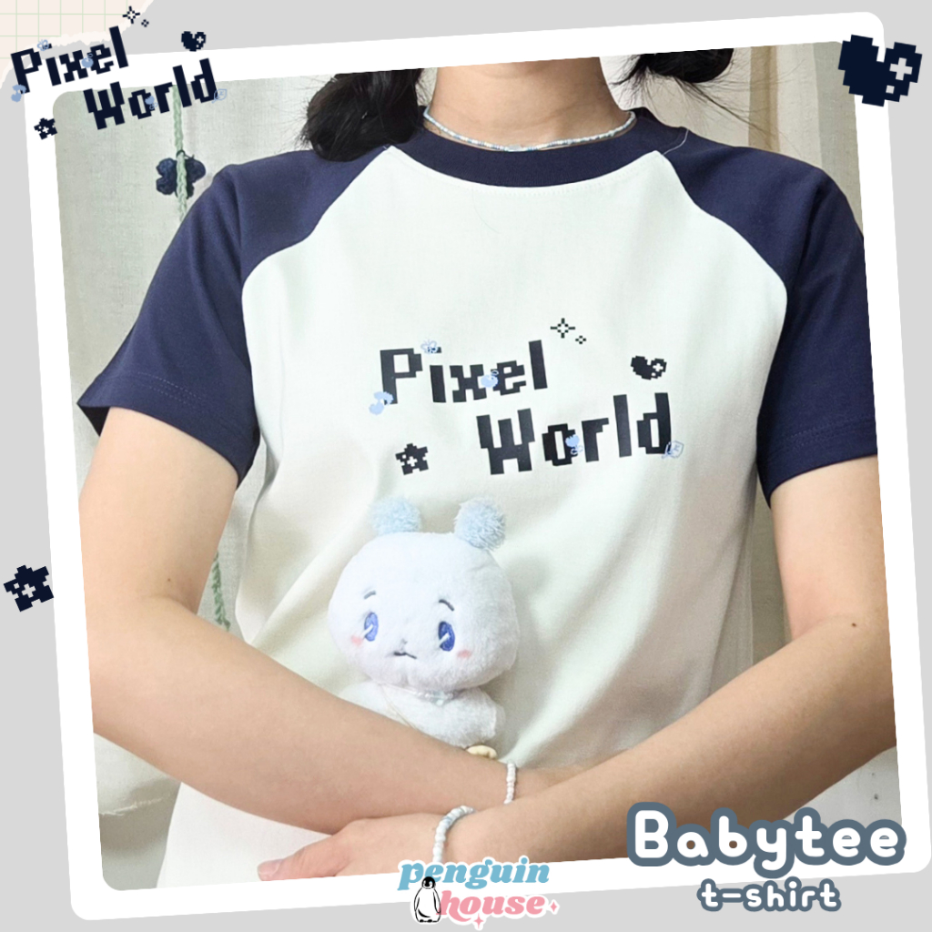 Áo babytee raglan Pixel World - Sản phẩm của Penguin House