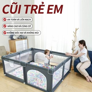 Lồng trẻ em có khung thép không gỉ an toàn, nhà chơi hình chữ nhật, lắp ráp và tháo dỡ dễ dàng.