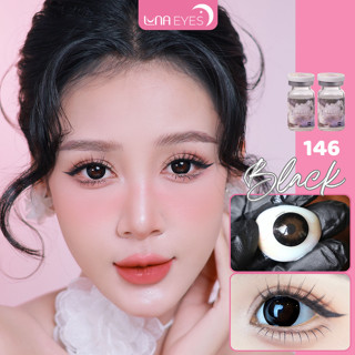   6m  Lens mắt 146 Black màu đen viền hoa tự nhiên giãn tròng size vừa thương hiệu LUNA EYES 