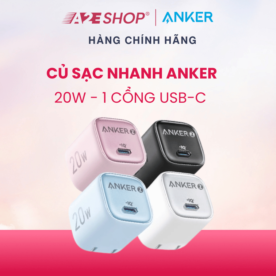 Củ Sạc Nhanh Anker Zolo 20W, Công Nghệ GaN, Ice-Cooled Chip, MultiProtect, Kiểm Soát Nhiệt Độ
