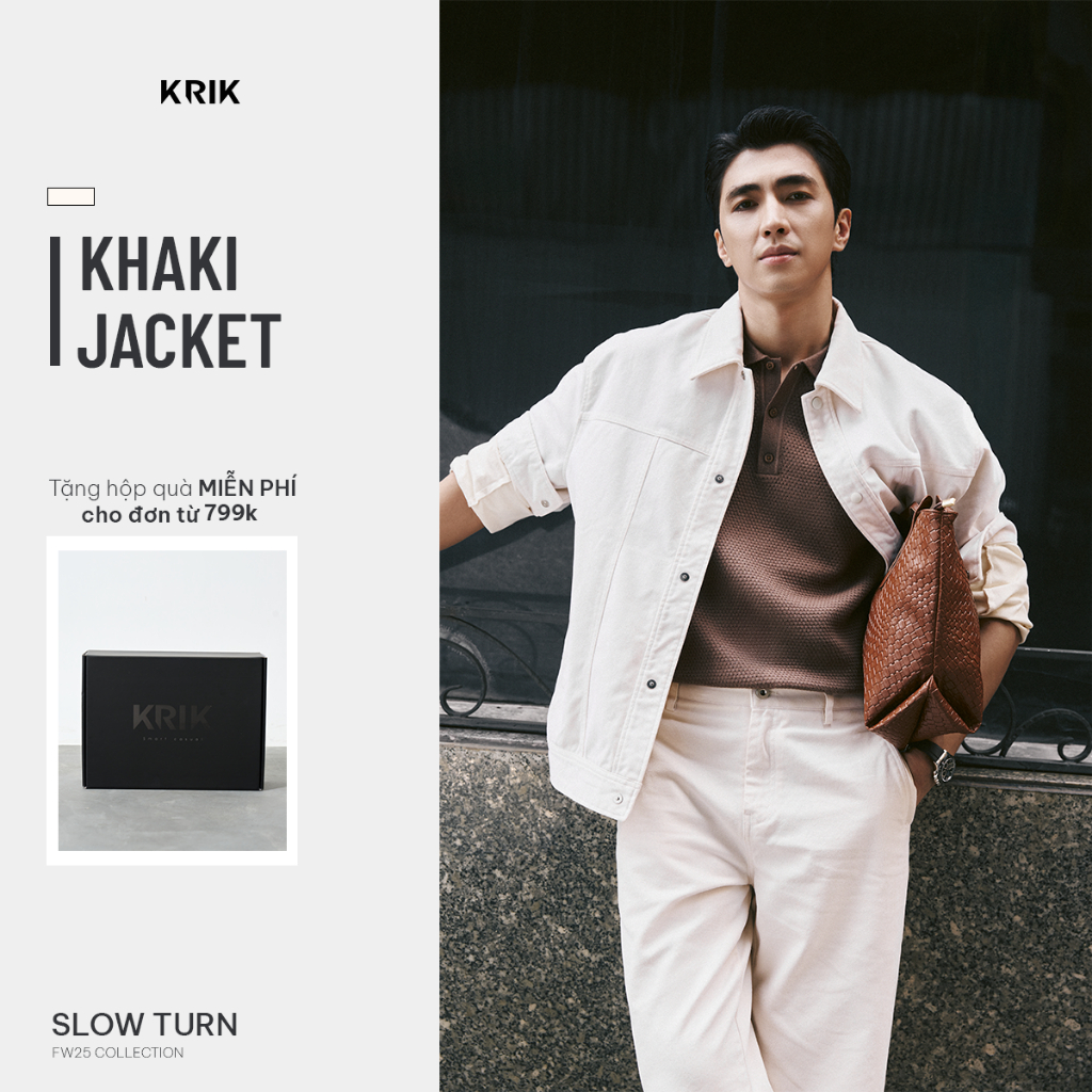 Áo Khoác Kaki Nam KRIK Form Boxy  Chất Liệu Cotton Thiết Kế Trẻ Trung Lịch Lãm AK5175