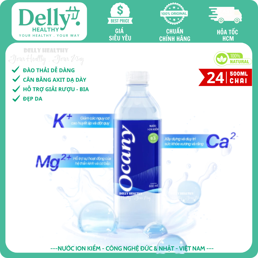 {Hỏa tốc HCM} {HSD mới} Nước uống ion kiềm Ocany 600ml / 500ml / 350ml - chính hãng - Dellyhealthy
