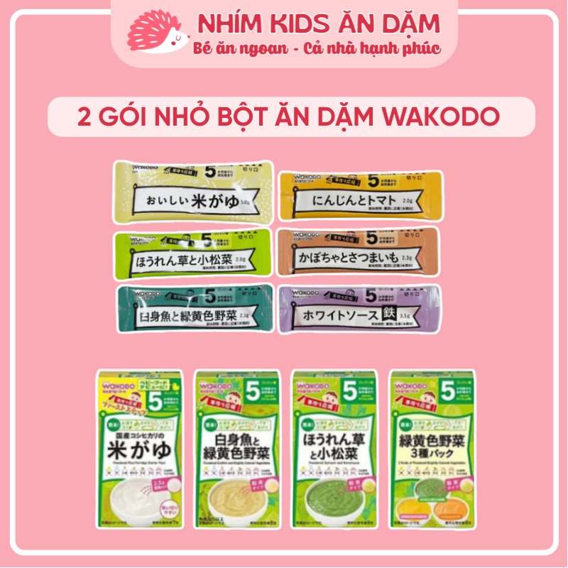 [Date T8/2026 - 2 gói lẻ] Bột Ăn Dặm Wakodo Cho Bé Từ 5 Tháng Tuổi, Ăn Dặm Kiểu Nhật