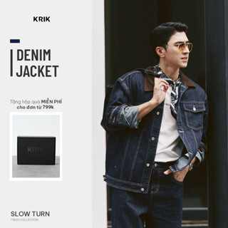  Áo Khoác Jean Nam KRIK Form Regular Denim Cotton Phối Cổ Nhung Tăm Nâu Cá Tính AK5181 
