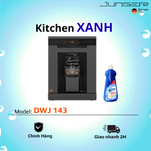 DWJ 143- Máy Rửa Bát Junger DWJ 143 - Trí tuệ nhân tạo AI - Sấy khô tuyệt đối - Diệt khuẩn UV 99,99%