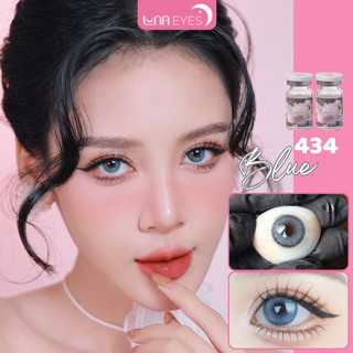   SALE  Lens mắt 434 Blue màu xanh nhám có viền nổi bật size nhỏ - thương hiệu LUNA EYES 