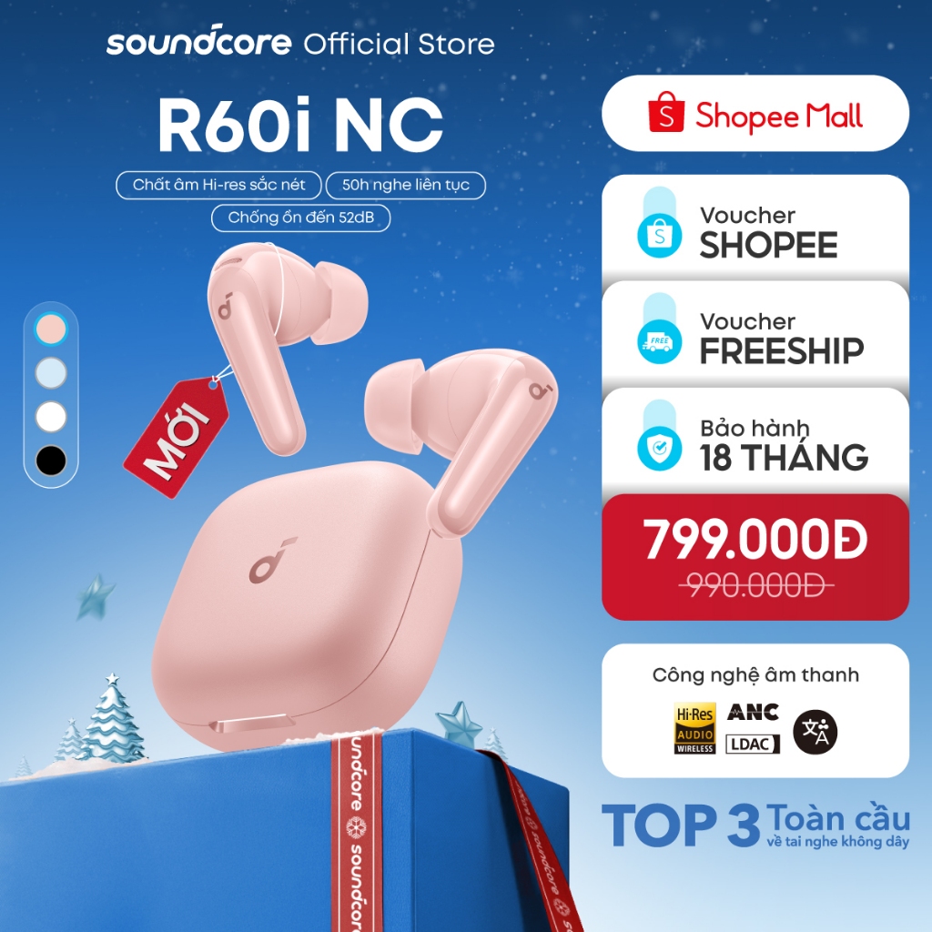 [Mới ra mắt] Tai nghe bluetooth ANC Soundcore R60i NC | Hires Audio | Chống ồn đến 52dB | Pin 50h | Phiên dịch | BigBuy360 - bigbuy360.vn