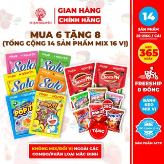  MUA 6 TẶNG 8  Tổng cộng 14 sản phẩm - Combo Bánh Kẹo Phạm Nguyên Party Size 16 Vị | Đồ ăn vặt 