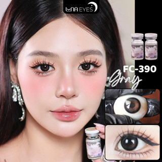   6m  Lens mắt FC-390 Gray màu xám đen light hồng size vừa - thương hiệu LUNA EYES hsd 12 tháng 