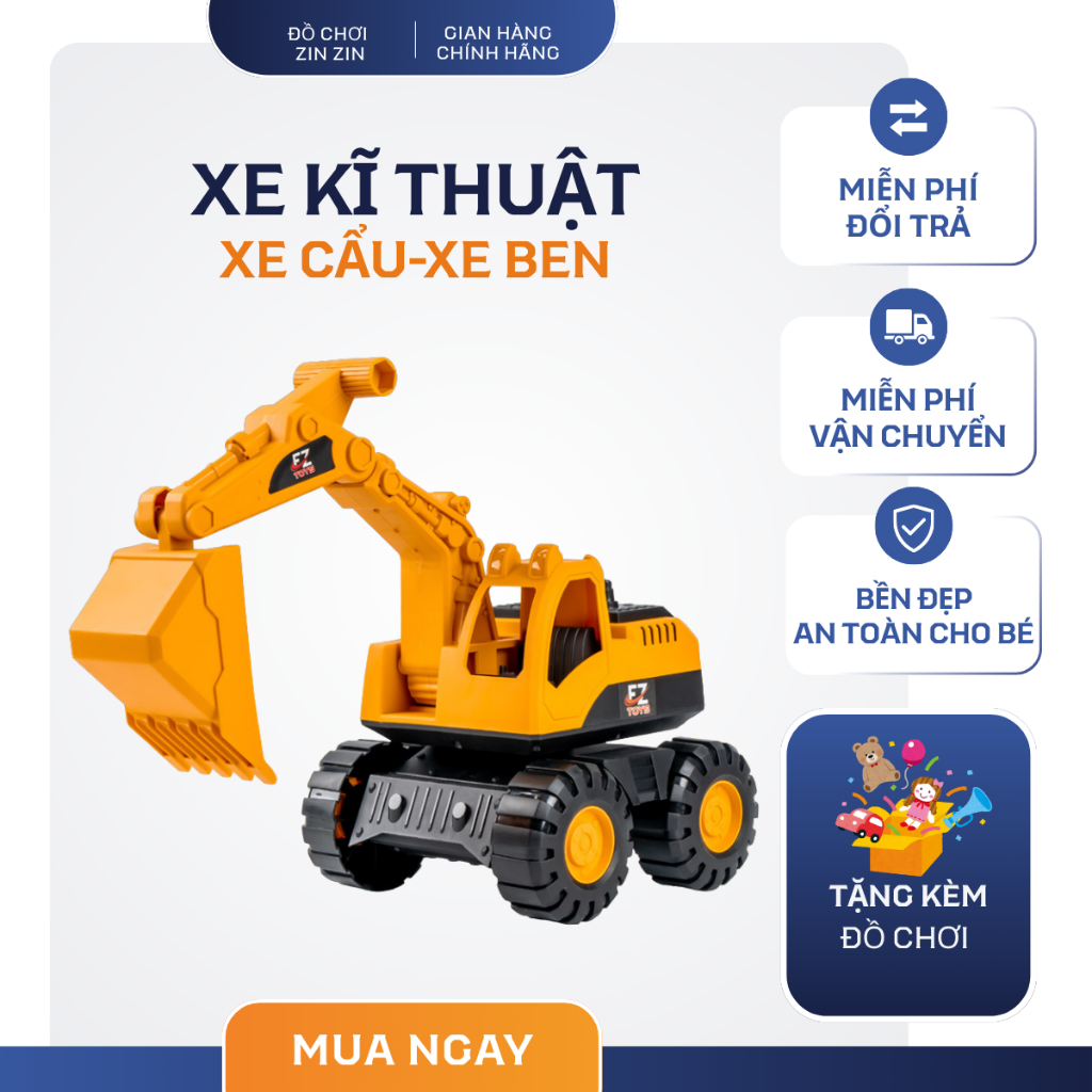 Xe công trình đồ chơi, máy múc, xe ben cỡ lớn bền đẹp làm quà tặng cho Bé