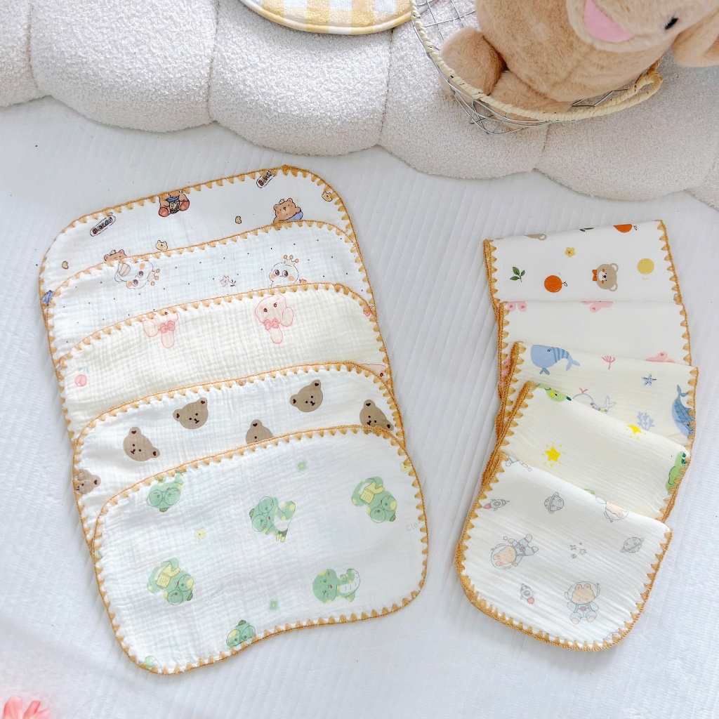 ( Chọn mẫu) Gối xô nhăn 10 lớp mỏng bo viền cho bé 25*40cm, gối vải sợi tre mềm mịn thấm mồ hôi chống mỏi cổ cho trẻ