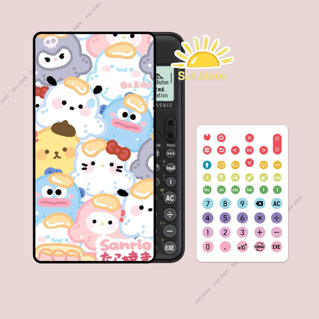 Decal Sanrio M1 dán máy tính casio 570, 580, 880 có in theo yêu cầu