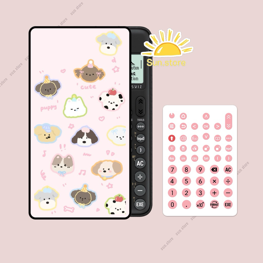 Miếng dán hình chó dễ thương M8 máy tính casio 580