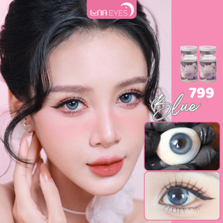   6m  Lens mắt 799 Blue màu xanh filter nổi bật có viền size vừa - thương hiệu LUNA EYES 