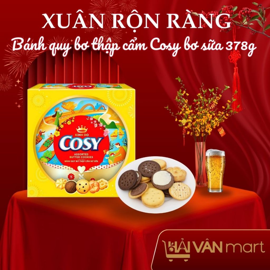 [BÁNH TẾT] Bánh Quy Cosy Bơ Thập Cẩm Bơ Sữa Hộp Thiếc 378G