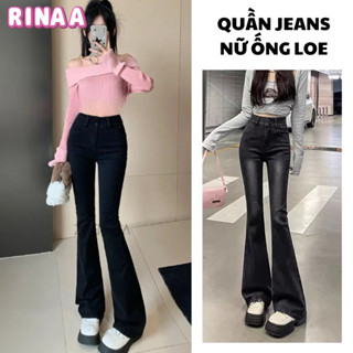  Quần jean ống loe màu đen quần loe nữ MIAA chất jean dày dăn cạp cao cực tôn dáng dễ phối đồ 